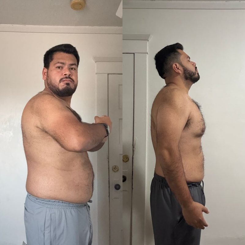 Antes y después de perfil de un alumno de FSC+30 tras perder grasa