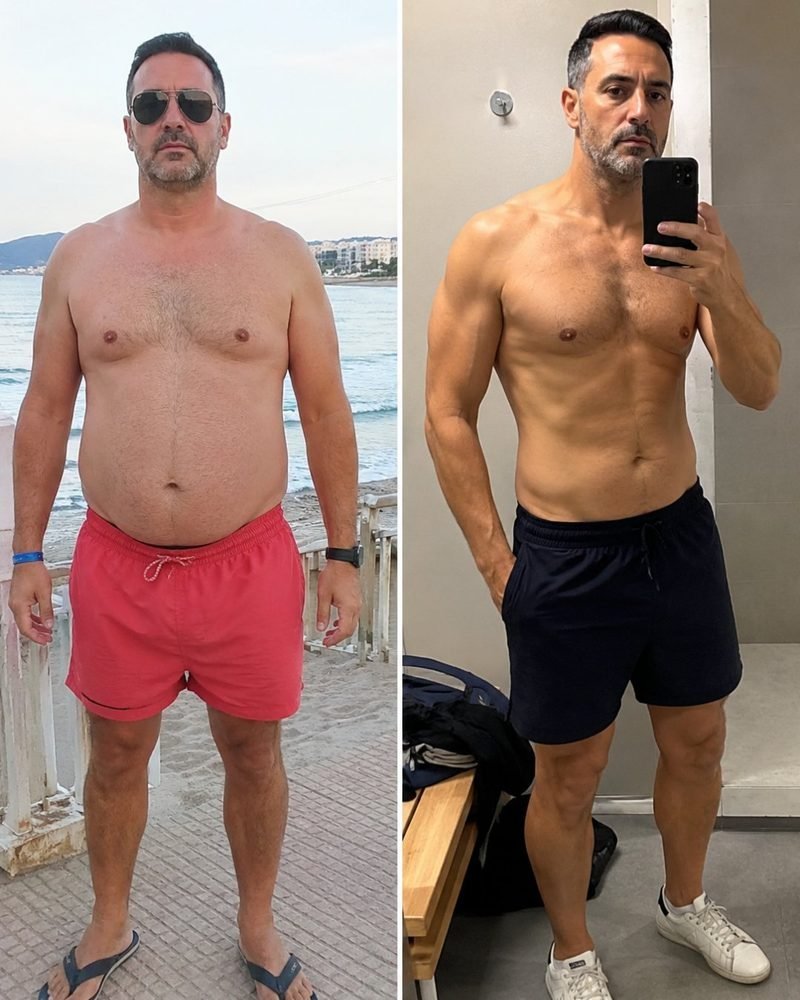 Antes y después de Nacho, alumno de FSC+30: de la playa al espejo, más definido